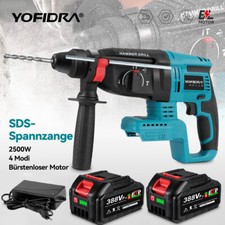 YOFIDRA® Akku Bohrhammer Bohrmaschine SDS Elektrohammer Mit 2 Akkus & Ladegerät