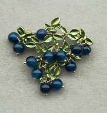 Blaue Beeren Brosche Gold Früchte Obst Pflanze Blau Beere