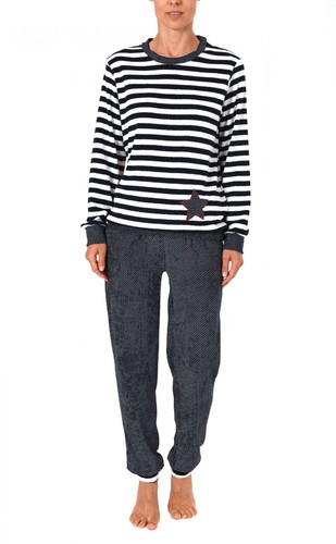 Damen frottee pyjama rundhals - pyjama,