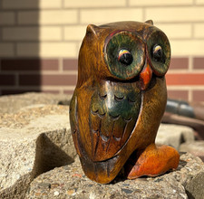 Eule Holzfigur Handarbeit