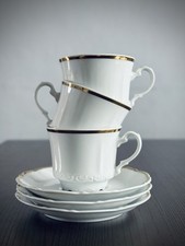 Mitterteich Bavaria 3 Kaffeetassen mit 6 Untertassen / Cups Gold Rim