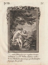 1822 Salmakis und Hermaphroditos Ovid Metamorphosen Original-Kupferstich Antike