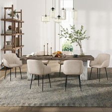 Goeurvant Esszimmerstühle 6er Set Armlehnenstuhl Polyester Küchenstühle Beige