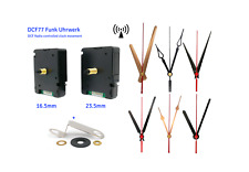 DCF Funkuhrwerk geräuschlos mit Zeiger 9-10-11 cm schwarz weiß gold lautlos Neu