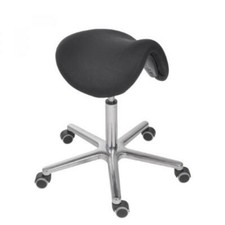 Sattelsitzhocker mit Sitzneigung, Polster schwarz