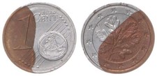 BRD 1 Cent 2002 J Fehlprägung ca.50% nicht platt., Eisen statt Kupfer  98793
