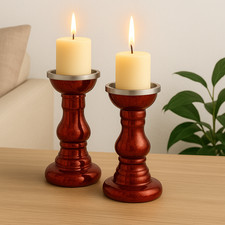 2 Kerzenständer Kerzenleuchter Kerzenhalter Glasleuchter Weihnachten Rot Glas