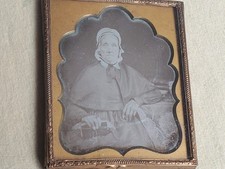 Sehr alte Daguerreotypie ( Photo auf Kupferplatte) , Alte Dame mit Handtasche