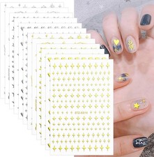 12 Blatt Nagelsticker Mond Stern Silber Nail Art Stickers Nagelaufkleber