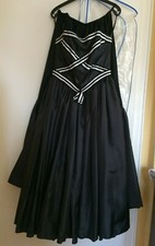 Murek Abendkleid 40 lang schwarz Tellerrock Petticoat, Abi- Ballkleid trägerlos 