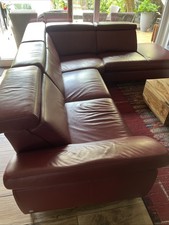 Rote Eck-Couchgarnitur, Eck-Sofa, Leder, gebraucht, Top Zustand , 1x Relaxsitz .