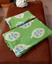 Hübsche 2-tlg. Seersucker-Bettwäsche grün gelb Blätter Knöpfe ca.135x200+80x80cm