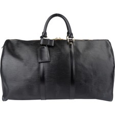 Louis Vuitton Noir Epi Leather Keepall 50 Weekender Reisetasche