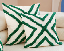 2x Kissenhüllen 50x50 cm Creme-Grün Baumwolle Kissen-Hülle Bezug Neu*
