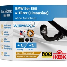 ANHÄNGERKUPPLUNG für BMW E60 5er 03-10 starr HOOK +13pol E-Satz ABE
