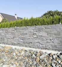 Zaunbanner Steinwand hellgrau Sichtschutz Garten Zaun