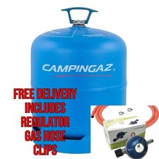 Komplettes Campingaz 907 Gasflaschenpaket, kostenlose UK-Lieferung 1 m Gasschlauch, Regler
