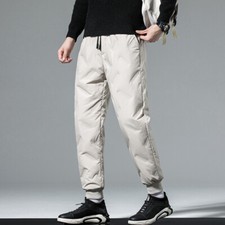 Herren Entendaunen Gesteppt Konisch Hose Kordelzug Gummibund Warm Hose