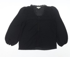 Love & Roses Chiffon-Tunika-Bluse Damen schwarz UK 14 Häkelbesatz