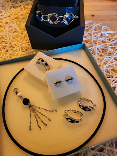 Schmuckset silber schwarz - schmuckset, silber/schwarz