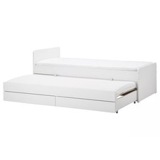 IKEA SLÄKT Bett 90x200; Unterbett+Aufbewahrung+Afjäll Matratze+2x Federholzr.