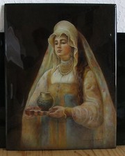 Lackmalerei. Gemaltes Bild. Vornehme Frau in Tracht! Erotisch. SCHÖNES GESCHENK!