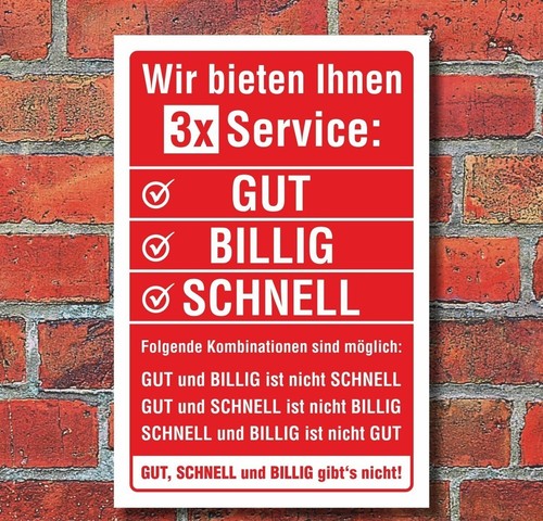 Schild service gut billig - schild,