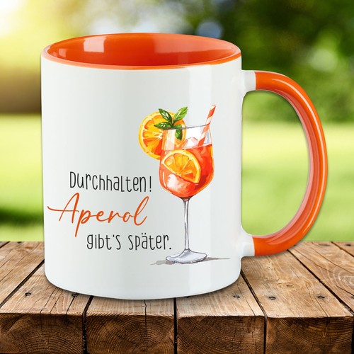 Tasse mit spruch durchhalten - mit, "durchhalten