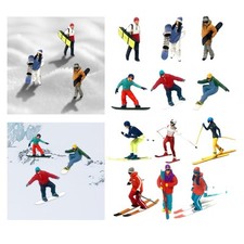 3er Set Resin Mini Ski Figuren für Micro Landschaft Dekoration