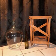 Antik 25 Liter Weinballon Gärballon Glas Klar Transparent Flasche Grün Deko Top