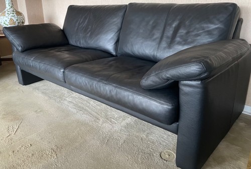 Leder sofa schwarz sitzer - wk,