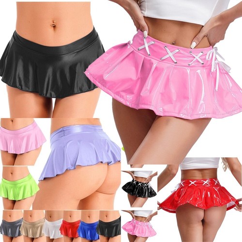 Sexy damen leder wetlook mini - leder,