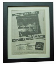 HAMBI & THE DANCE+HEARTACHE+POSTER+AD+RARE ORIGINAL 1982+FRAMED+FAST+WORLD SHIP