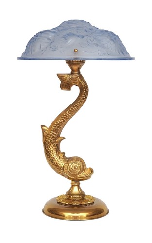 Art deco tischleuchte koi - art,