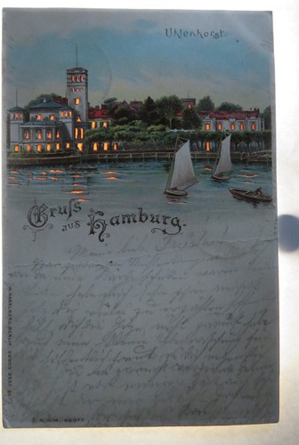 Alte lithographie gruß aus - lithographie-ak,