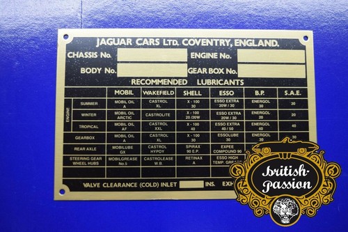 Jaguar xk120 xk140 typenschild - jaguar,