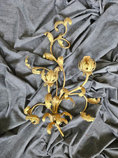 Florentiner Wandleuchter Metall Wand-Lampe Gold Farbig