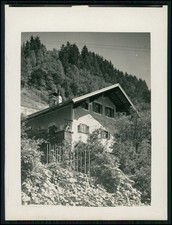 Foto 12x9cm - Schuhmacherei Schlemmer - steht auf Fassade über Fensterläden 1930