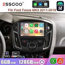 DAB+ Für Ford Focus MK3 2012-18 Android14 6+128G Autoradio Carplay GPS Kamera 4G
