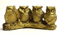 Vier Weise Eulen Figur Gold