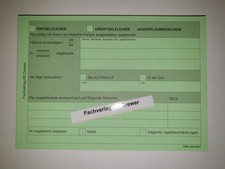 20 Stück Begehungsschein Jagderlaubnisschein Vordruck Formular DIN A6 Neu + 5