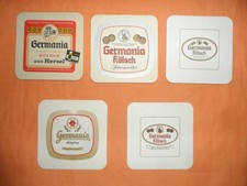 5  verschiedene / seltene Sonder Bierdeckel -Germania Brauerei Hersel !!