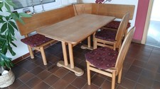 Esszimmertisch, ca. 130 x 80 cm, Eckbank und 2 Stühle, Buche massiv, geölt