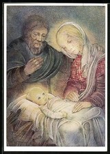 Künstler-AK Sulamith Wülfing: Stille Nacht, Maria und Josef an der Wiege 1965 