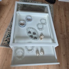 Couchtisch weiß mit Schublade zum dekorieren und Glasplatte L 104cm B 77,5 H 45