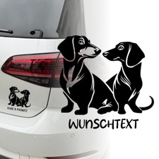 Auto Aufkleber | Dackel Paar Hund | Dachshund | Wunschname | Sticker 409