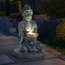 Außenleuchte Solarleuchte Solarlampe Graten IP44 Akku Buddha Figur grau 1x LED