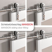Edelstahl Schiebetürbeschlag Holzschiebetür Laufschiene MANSION für Holztüren