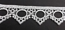 Spitzenborte Gardinen  2,50 Meter / 5 cm breit weiß  Borte  Glanzgarn Bordüre