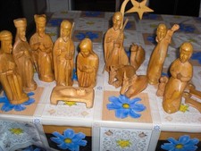13 Holz Krippenfiguren  geschnitzt natur 16 bis17 cm Figuren Tiere4stück